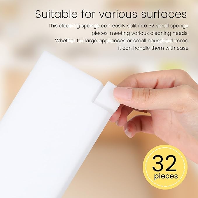 16x8x2cm 40PCS (32 Small Pieces of Each Pack) Melamine Sponge Magic Eraser Sponge in Bulk Small Cleaner Pads Melamine Pads for Dishes Cleaning Eraser for Kitchen, Bathroom, Toilet