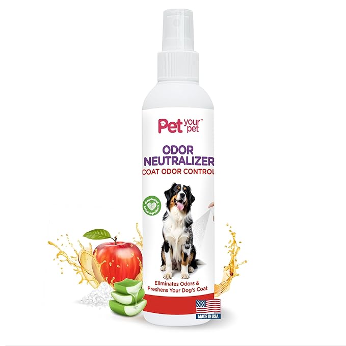Odor Neutralizer Spray for Dogs 4oz, Non-Toxic Deodorizer with Aloe Vera & Apple Cider Vinegar, Made in USA, Freshens Coat & Eliminates Odors