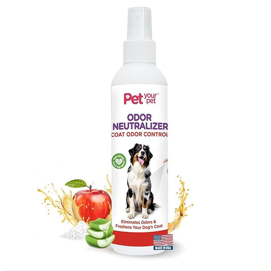 Odor Neutralizer Spray for Dogs 4oz, Non-Toxic Deodorizer with Aloe Vera & Apple Cider Vinegar, Made in USA, Freshens Coat & Eliminates Odors