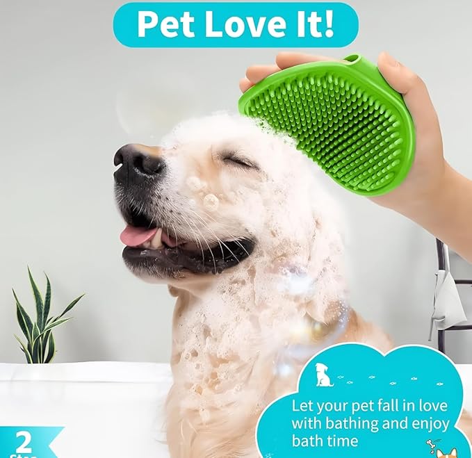 3-Pack Dog Bath Brush with Shampoo Dispenser – Silicone Dog Scrubber for Bathing & Grooming, No-Slip Handle, Deep Cleaning & Shedding Tool, Pet Massage Brush for Small & Large Dogs