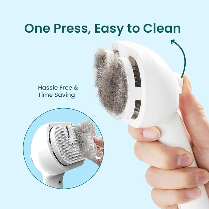 Pet Steam Brush for Dog & Cat, 3 in 1 Spray Hair Removal Comb for Shedding & Grooming, Water Brush for Long & Short Haired Pets, Includes 200ml Shampoo & USB Rechargeable Design, White
