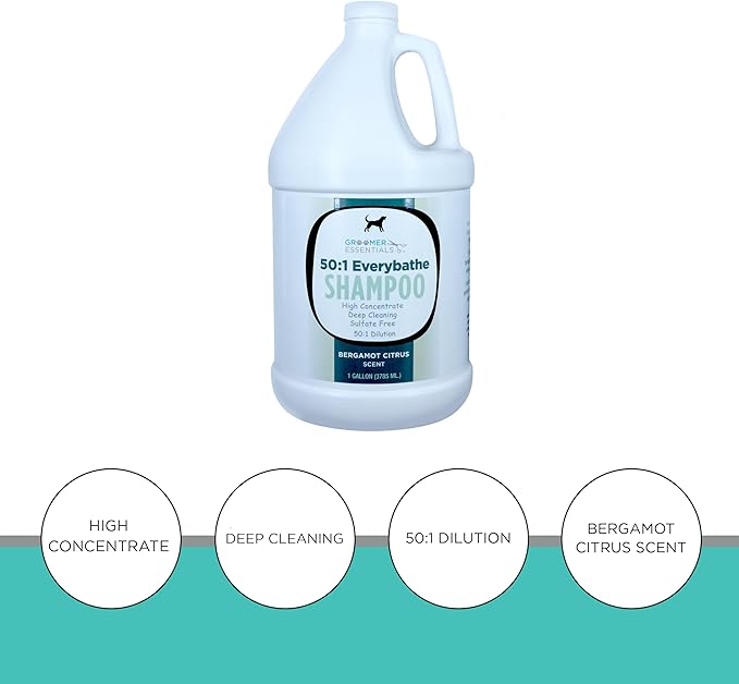 50:1 Everybathe Shampoo - 1 Gallon - Can Be Diluted Up to 50:1 - Can Be Used On Dogs Or Cats 12 Weeks Or Older - Free of Parabens and Sulfates
