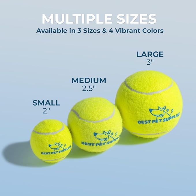 Best Pet Supplies Interactive Squeaky Dog Chew Toy, Ideal Dog Toys for Chewers, Small, Medium & Large Dogs, and Fetch Lovers - Tennis (Yellow), Medium (Pack of 4)