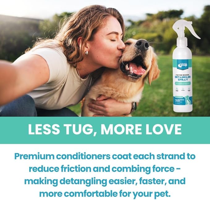 Groomer’s Goop Pain Free Brushing Detangler Spray – Tangle-Reducing Leave-in Formula Softens & Smooths Dog & Cat Coats, Gently Removes Dirt & Loose Fur, Reduces Shedding, Dye-Free – 8 oz Bottle