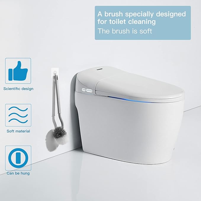 2Pcs Curved Toilet Bowl Brush Without Holder for Bathroom Deep Cleaning, Toilet Brush Durable Under The Rim Household Cleaning Brushes