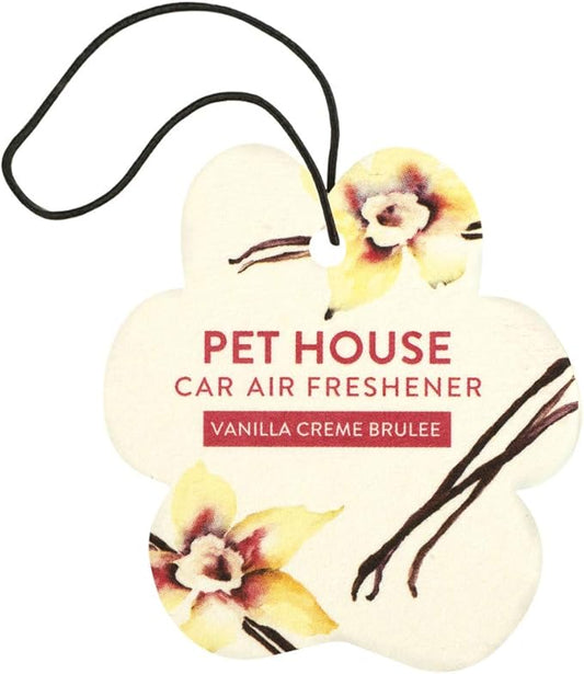 One Fur All Pet House Car Air Freshener - Vanilla Creme Brulee Pack of 4 - Non-toxic, Pet-Friendly for Small Spaces - Hanging Odor Eliminator