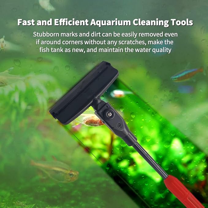 Fish Tank Cleaning Tools, 6 in 1 Aquarium Cleaning Tools, Fish Tank Cleaner with Adjustable Long Telescopic Handle,Multifunction Aquarium Cleaner for Saltwater Freshwater Fish Tank Cleaning Kit