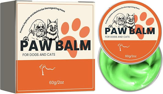 Paw Balm for Dogs Cats, Dog Paw Balm Protection Against Heat All Season, Paw Cream Butter Dogs Cats Soother, Heals, Repairs and Moisturizes Wax for Dry Noses Cracked Rough Paws 2 oz