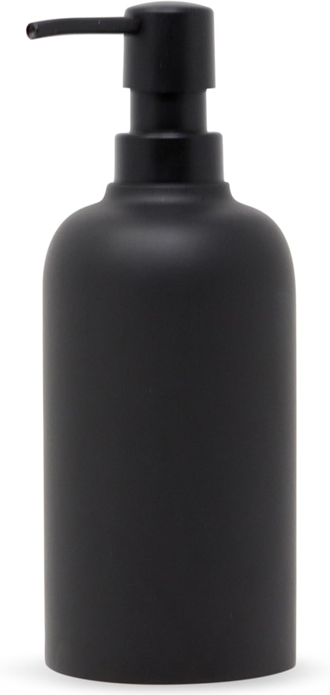 Matte Black Soap Dispenser for Bathroom, 15oz Round Rustproof Liquid Hand Dish Soap Dispenser Pump for Kitchen Sink, Countertop, and Bathroom