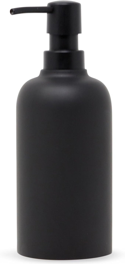 Matte Black Soap Dispenser for Bathroom, 15oz Round Rustproof Liquid Hand Dish Soap Dispenser Pump for Kitchen Sink, Countertop, and Bathroom