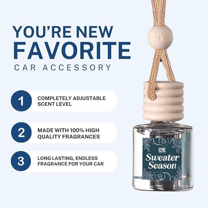 CE Craft Hanging Car Air Freshener – Fragrance Oil Diffuser with Essential Oils – Long-Lasting Aromatherapy Scents for Automobiles – 4 Pack, Fall