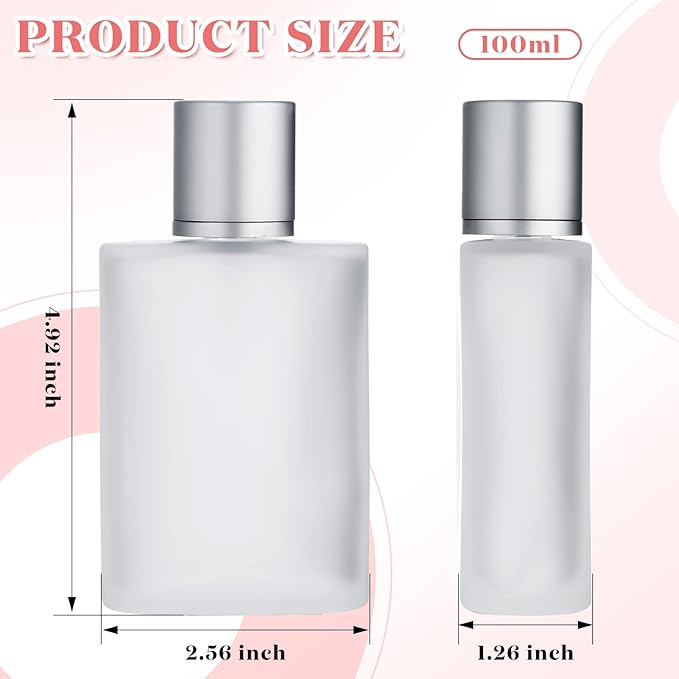 Tessco for you 6 Pcs 100ml / 3.4 Ounces Frosted Glass Bottle Perfume Atomizer refillable Spray Empty Perfume Dispenser Fine Mist Atomizer Cosmetic Container for Travel Men Women(Silver Gray)