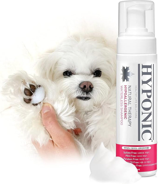 HYPONIC Hypoallergenic Premium Waterless Shampoo for All Pets (Scented, 6.4 oz) - Natural Dry Shampoo, Waterless Foam, Grooming for Dogs and Cats