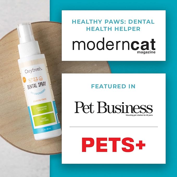 Oxyfresh Advanced Cat & Dog Breath Spray – Instant Pet Breath Freshener: Easy No Brushing Teeth Cleaning Solution – Fight Plaque, Keep Teeth & Gums Healthy