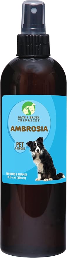Showseason Bath & Brush Therapies® Ambrosia Pet Cologne 12.5 oz For Dogs | Long-Lasting Odor Eliminator | Paraben-Free | Biodegradable & Non-Toxic | Made in The USA