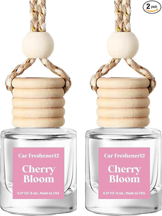 HoogaLife Car Air Freshener Diffuser 2 Pack Hanging Cherry Bloom Car Air Freshener for Women 45+ days Long Lasting Fragrance Made in USA (C12)