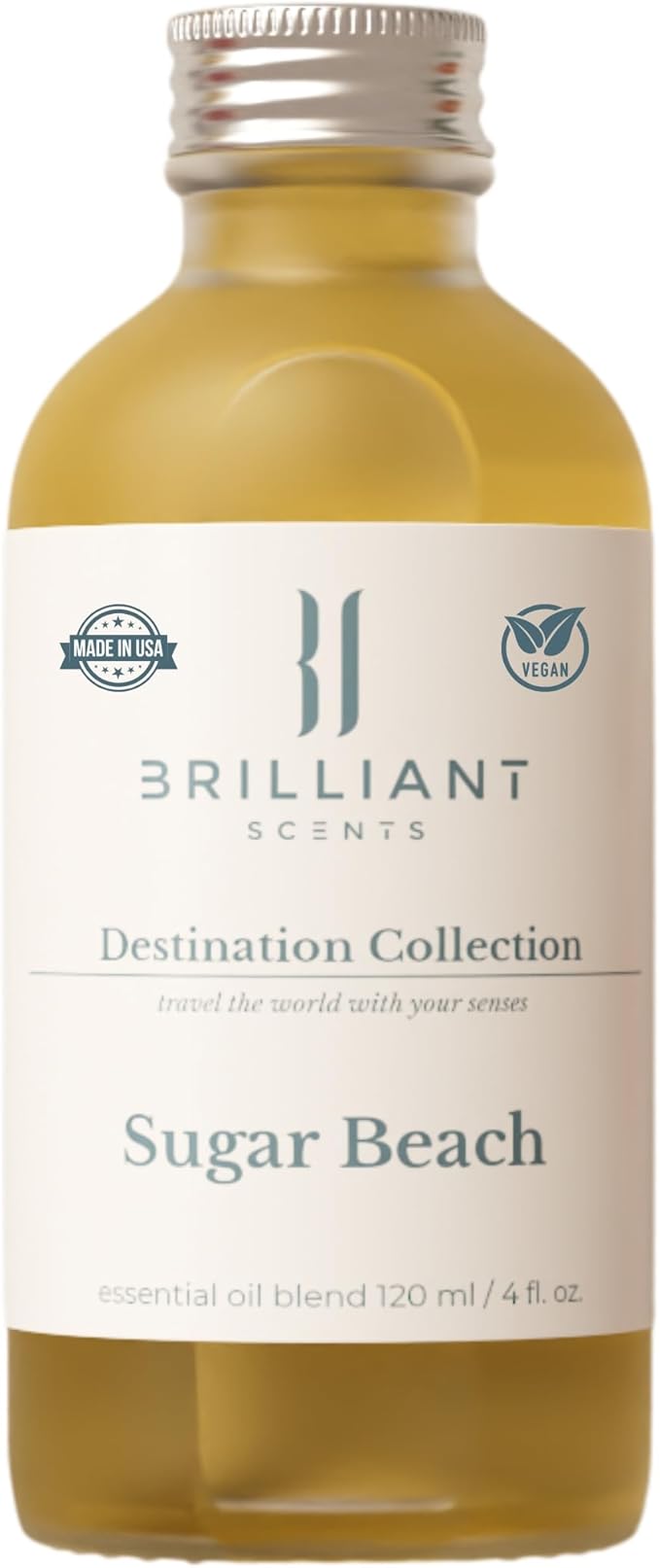 Brilliant Scents Sugar Beach Fragrance Oil 120ml - Premium Diffuser Oil for Home, Office, Hotels - Long Lasting, Plant-Based, Meets IFRA Standards, USA-Made - Fig, Rose, Blonde Woods