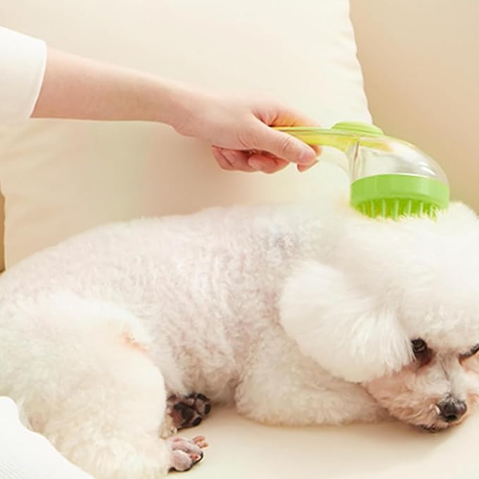 Pet Bath Brush, Pet Bath Brush with Soap Dispenser, Dog Scrubber for Bath, 2 in 1 Scrubber for Bath with Built-In Shampoo Dispenser, For Dogs, Cats & More (Green)