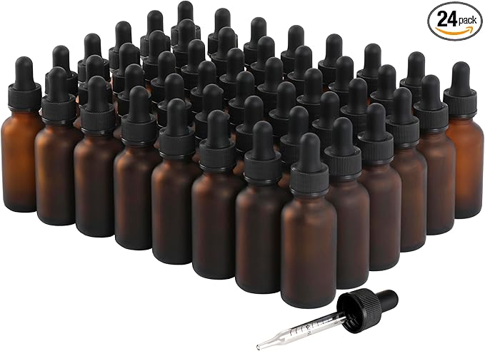 48 Pack,1oz Glass Dropper Bottle, Amber Tincture Bottles with Dropper, Pretty Finish for All Kinds of Liquids,Oil Bottles for Hair- Stronger Suction ideal for Leakproof Travel