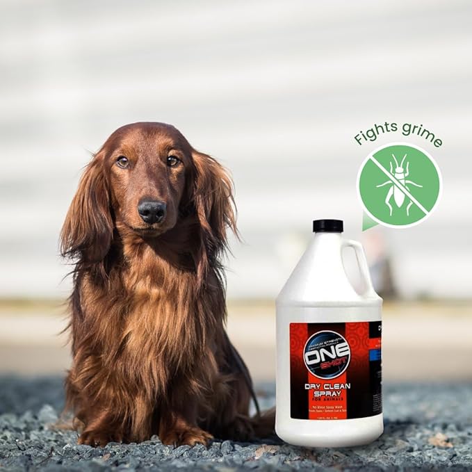 Best Shot ONE Shot Dry Clean Spray, Waterless Pet Grooming Spray for Pets, Alcohol-Free Formula, Safe for Any Dog, Cat, and Horse, 1 Gallon