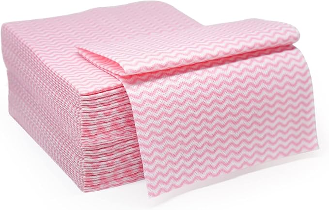 Reusable Cleaning Cloths Dish Paper Towels, Domestic Cleaning Towels, Multipurpose Quick-Dry Rag Dish Cloths Heavy Duty Handy Wipes for Kitchen 25 Count 14.2"X15.7", Pink