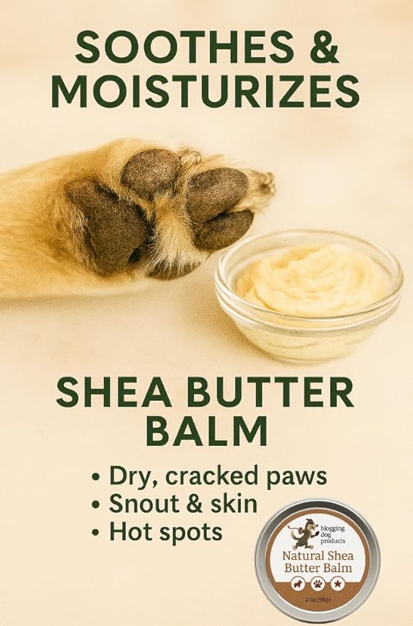 Dog Paw Balm for Hot Pavement, Natural Shea Butter Balm for Dogs – Paw, Nose & Skin Moisturizer – Soothes moisturizes Cracked Pads, Hot Spots & Dry Skin – All-Natural Ingredients – 2 oz