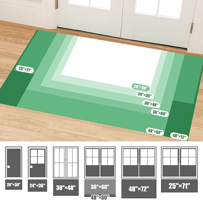 IM HOME Chenille Absorbent Outdoor Doormat 60" x 36", Washable Muddy Door Mats for Dog Non Slip Indoor Doormat Dog Mat for Muddy Paw Front Inside Doormats for Entryway Green