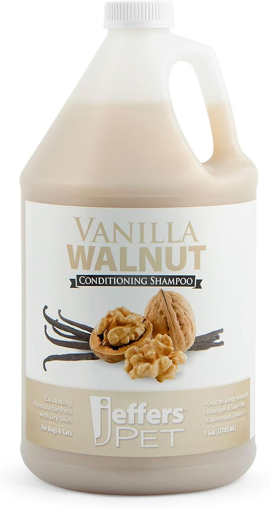 Jeffers Pet Vanilla Walnut Conditioning Shampoo for Dogs & Cats, 1 Gallon – Moisturizing, Soap Free Formula with Coconut & Vanilla Extract for Soft, Healthy Coat, Home Pet Care, Fresh Scent