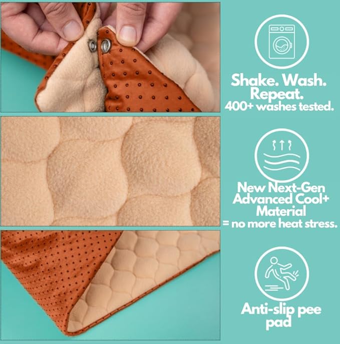 Hopp'd™ HutchLiner 2.0 Premium Guinea Pig Cage Liner Washable Fleece Bedding for Rabbits & Guinea Pigs | Waterproof, Odor Control, Cooling Mat, Anti-Slip Bunny Mat & Pee Pad | Midwest Cages (47x24)