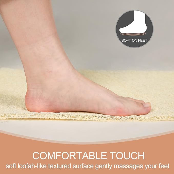 joyhalo Anti Slip Shower Mats, 24'' x 24'' Non Slip Bath Mat for Inside Shower, Bath Tub Mats, PVC Loofah, Beige