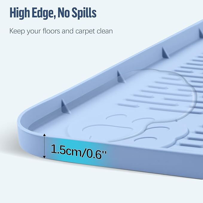 Pee Pad Holder for Dogs, 40" x 28" Silicone Pee Tray Mat Leak-Proof, High Edge, No Spill Pet Pad Holder for Puppy, Cat, Rabbit, Training Pads for Floor Protection, No Pee Pads (Blue)