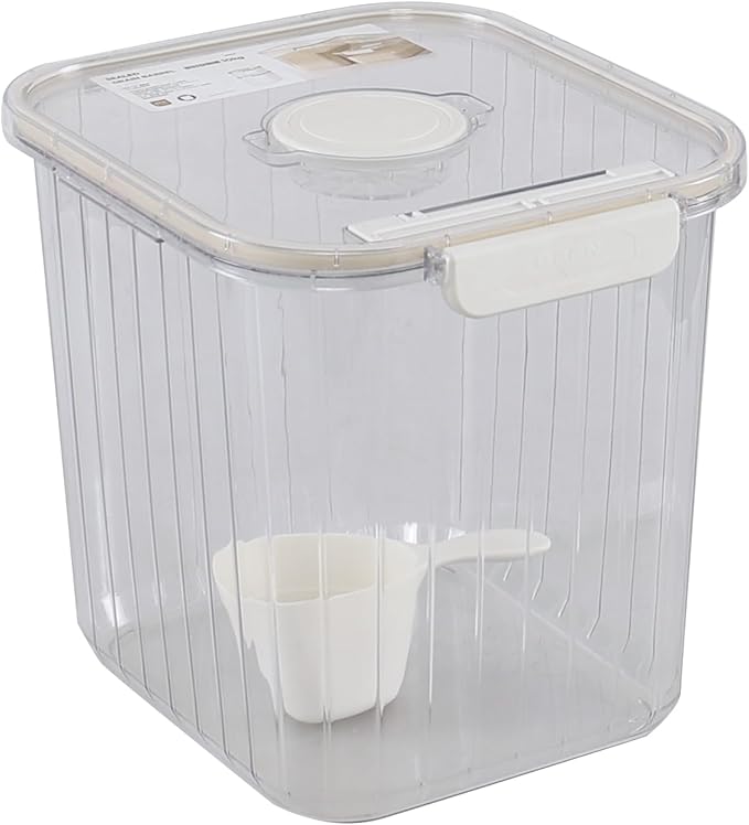 22 Lbs Clear Plastic Cereal Dry Food Container, Pet Food Storage Container with Scoop