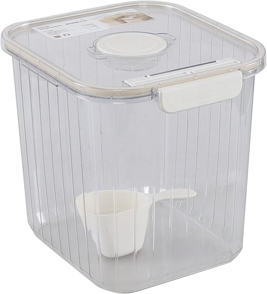 22 Lbs Clear Plastic Cereal Dry Food Container, Pet Food Storage Container with Scoop