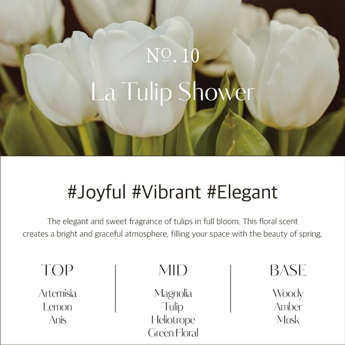 hetras Premium Reed Diffuser Set 16.9 fl.oz. 1 Pack | La Tulip Shower - Elegant Flowers Scent | Long-Lasting Luxury Fragrance with 10 Reed Sticks for Home & Office | Gifts for Loved One