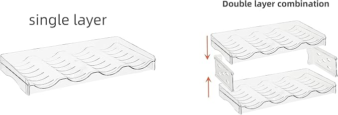 IEEK Plastic Stackable Bottle Storage Holder Rack Holds 16 Bottles,Free-Standing Water Bottle/Wine and Drink Organizer Shelf for Kitchen Cabinet,Fridge,Countertop,Pantry,Freezer,4 PackX4 Bottles,Clear