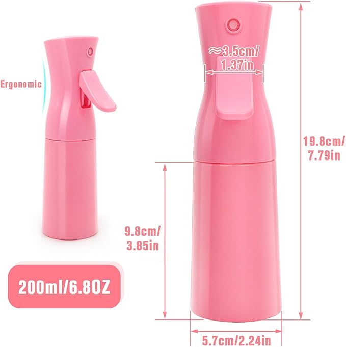 Empty Spray bottles, Spray Water Bottle Fine Mist Refillable, Continuous Spray Bottle for Hair, Skin Care, Planting, Showering Pets, Travel, Cleaning & Home (Pink 2Pack