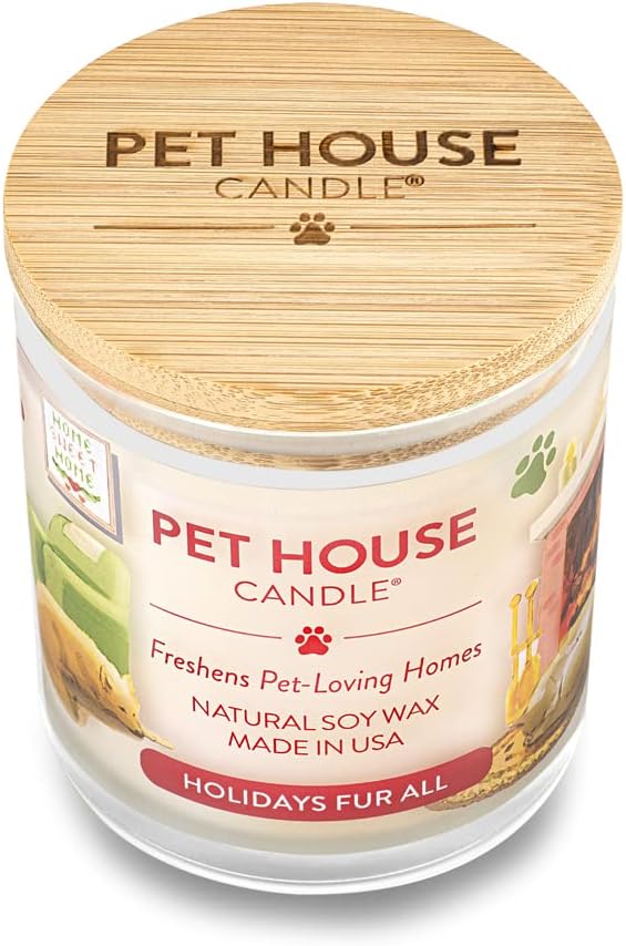 One Fur All Pet House Christmas Candles, Long Lasting, Clean Burning, Soy Wax Scented Pet Odor Candles Holidays Fur All