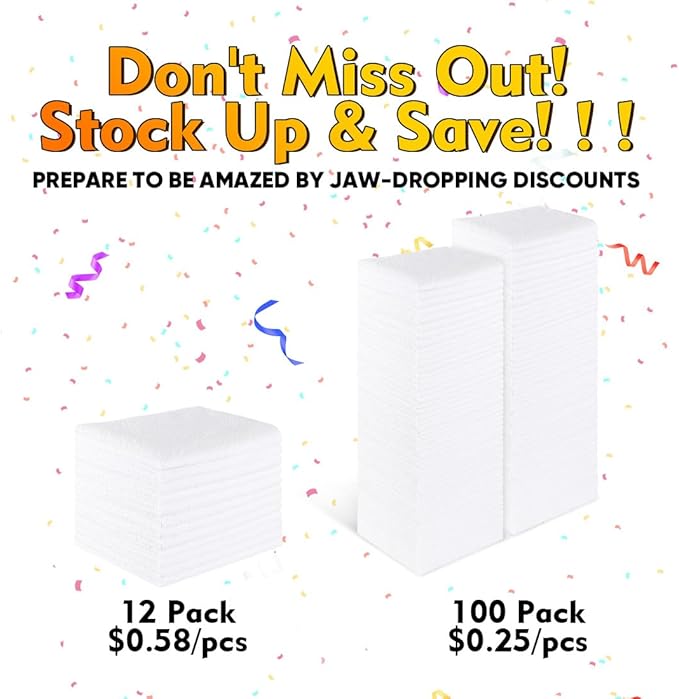 HOMEXCEL White Shop Towels 100 Pack, Reusable Microfiber Towels for Cars, Bulk Multipurpose Microfiber Cleaning Cloths, Lint Free Cleaning Rags for Car, House and Kitchen, 11.5 x 11.5 inch