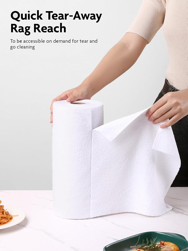Fantasticlean Microfiber Cleaning Cloth Roll -40 Pack, Tear Away Microfiber Towels, 12" x 12", Reusable, Washable, Scratch Free, Ultra Absorbent Dishcloth for Car, Home Supplies, Pet, Kitchen (White)