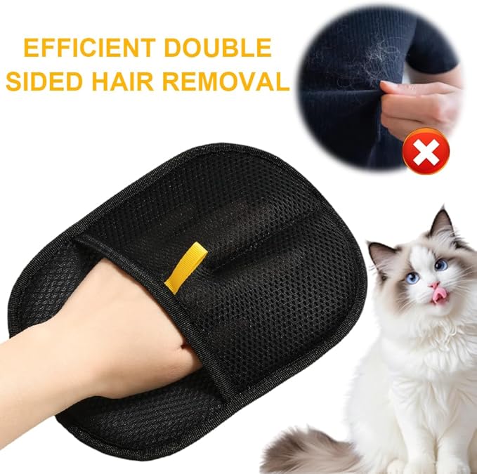 2 Packs Pet Hair Remover Glove, High-Efficiency Removal Pet Hair, Reusable Cat & Dog Hair Remover for Carpets, Clothing, car Cushions, Sofas, pet beds, Furniture, Cat Grooming Gloves