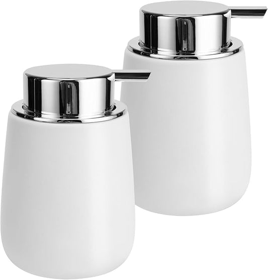 Soap Liquid Dispenser Ceramic with Easy-to-Press Pump Hand Liquid Dispenser for Shampoo Bathroom Kitchen 12 oz 2pcs