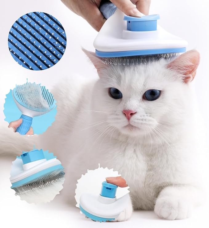Cat Brush Self Cleaning, Ergonomic Handle,Slicker Cat Brush with Release Button,Tool Suitable for Cats and Dogs Pet Hair Cleaner, Easy to Remove Loose Undercoat ﻿ ﻿