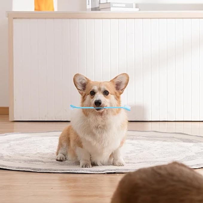 200 PCS Pet Toothbrush Bulk Double Headed Pet Toothbrush Puppy Tooth Brushing Kit for Pets Teeth Cleaning（Blue）