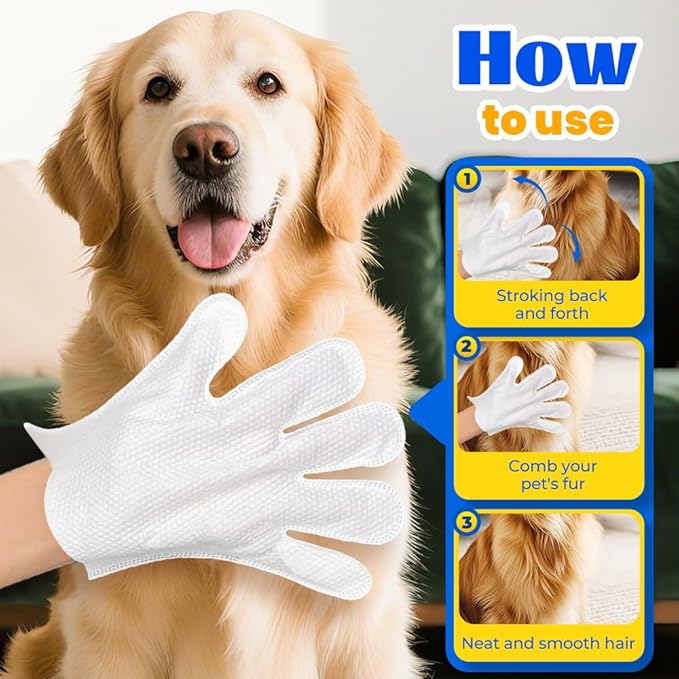 Rinse Free Dog Shampoo Mittens, 2025 New 6 Pcs Pet Bath Wipes Portable Pet Bathing Gloves, No Rinse Pet Care Wipes Easy Wipe Paws and Body Cleaning Mitts for Pet Owners Home Use (1)