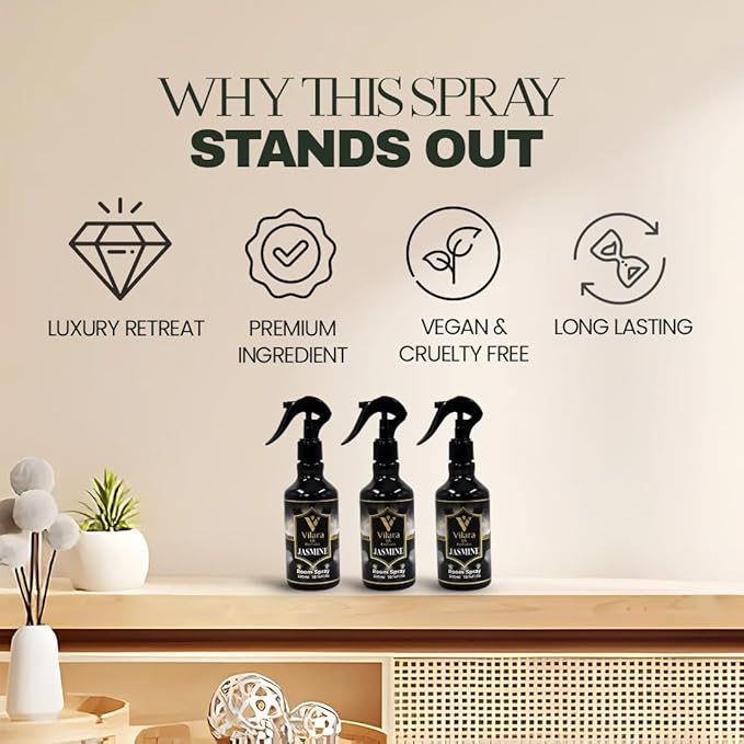 Room Spray Freshener - Long-Lasting Luxury Scents - Room and Linen Spray for Bedding, Sheets, Fabric, Furniture for Aromatherapy - 10.14 fl oz (Jasmine)