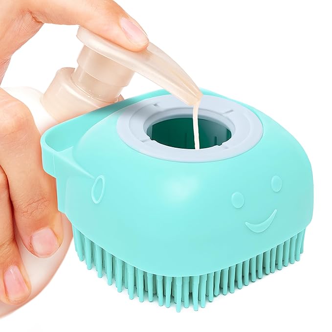Dog Bath Brush with Soap Dispenser - Silicone Dog Scrubber for Bath Dogs Shampoo Brush Scrubber Dogs Soap Dispenser Exfoliating Shampoo Massage Brush
