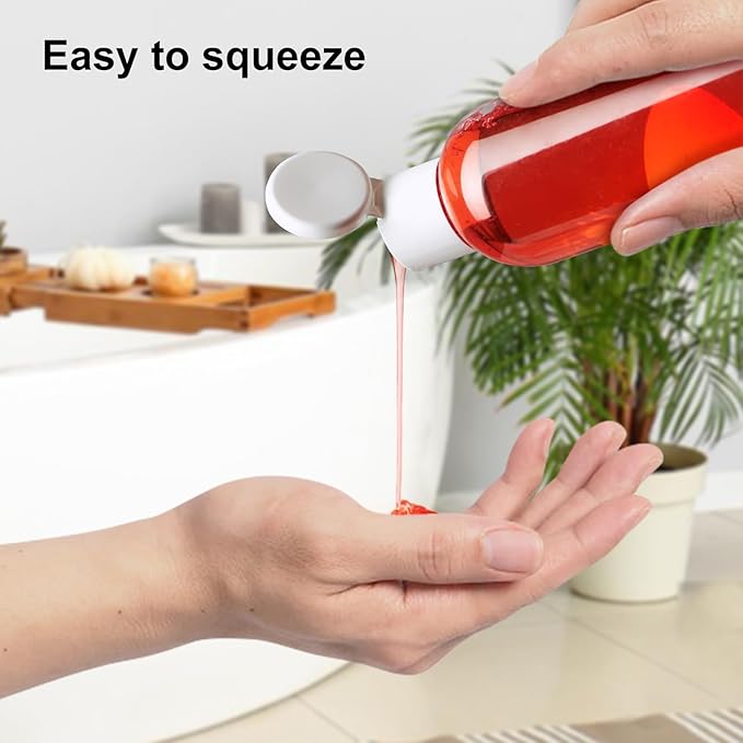 2 Pack 8 oz Travel Squeeze Bottles with Flip Caps Refillable Empty Plastic Containers for Toiletries Shampoo Lotions Oils