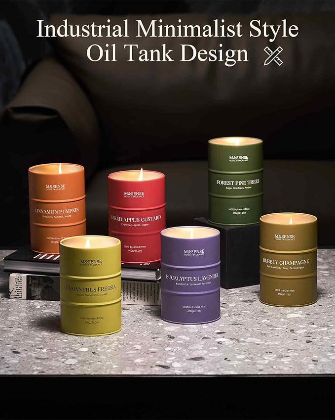 M&SENSE Frosted Pine Scented Candles Large, Natural Soy Candles 21.2oz 120 Hour Slow Burning,Aromatherapy Candle for Stress Relief Meditation Relaxing