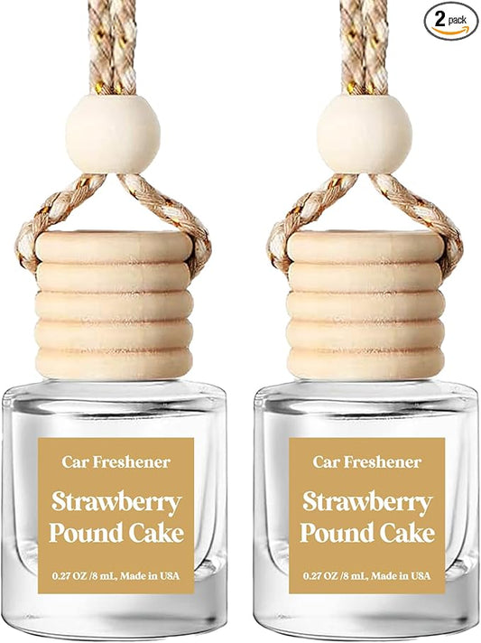 HoogaLife Car Air Freshener Diffuser 2 Pack Hanging Air Freshener Diffuser - Strawberry Pound Cake Fragrance Oil Air D iffuser for Car, 45+ days Long Lasting Fragrance Made in USA (S44)