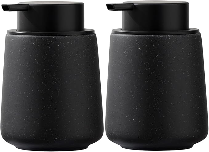 Foaming Soap Dispenser Pump 12OZ, Refillable Foam Hand Dish Soap Dispenser Bottle Jar for Bathroom Kitchen Sink Countertop Home Decor - Black